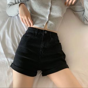 Black High-Waisted Shorts